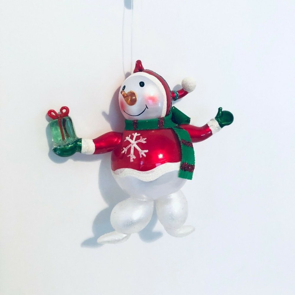 Adorable Frosty Glass Snowman Red Sweater